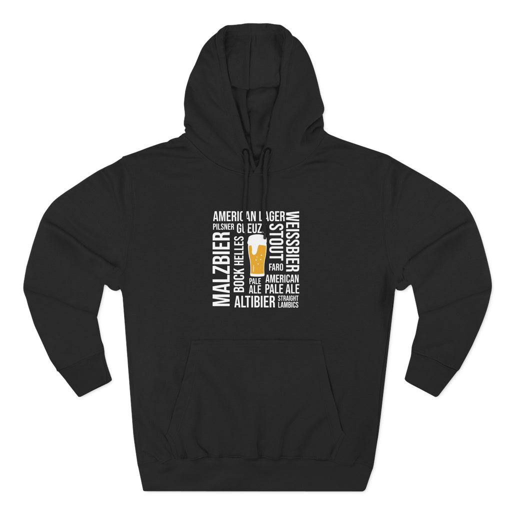 Beer Styles Typography Hoodie - Unibutec